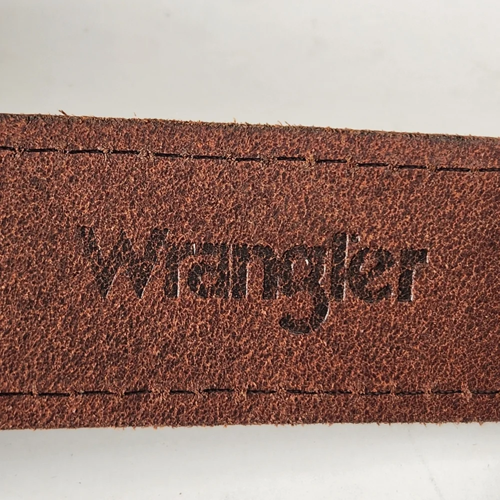 WRANGLER Belt Men’s Size 42 Brown Western Genuine Leather Cowboy Workwear